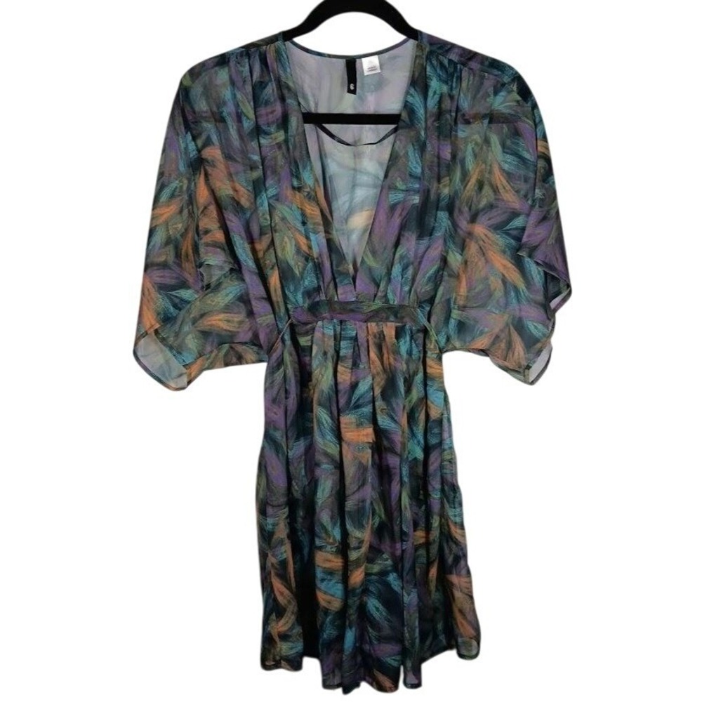 Divided by H&M Dress Womens 6 Multicolor Sheer V Neck Flowy‎ Kimono Sleeve Boho